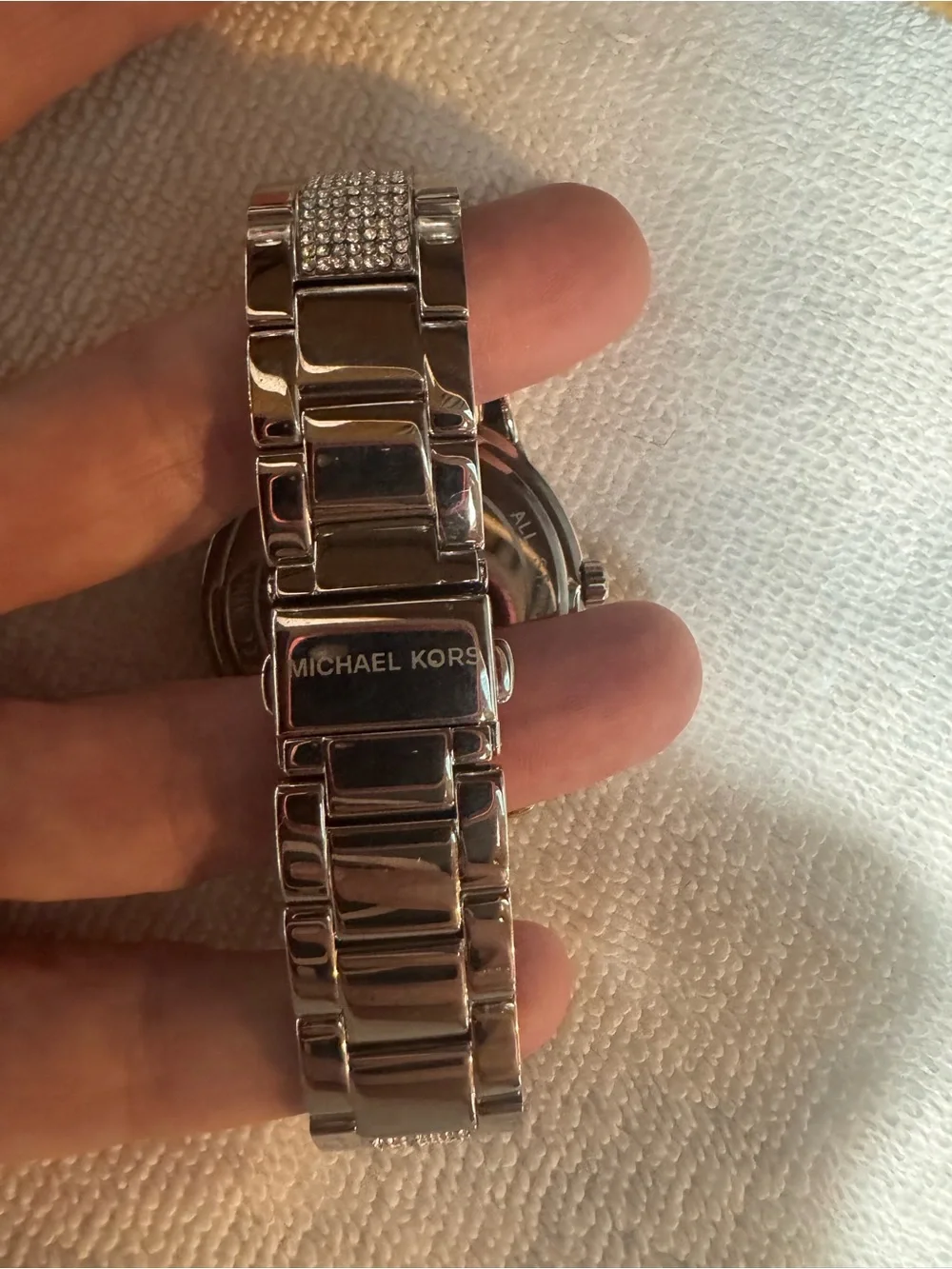 Michael Kors Silver Crystal-Embellished Women's Chronograph Watch